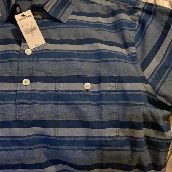 Express Men’s Size S Blue Multicolor Popover LS - Picture 2 of 6